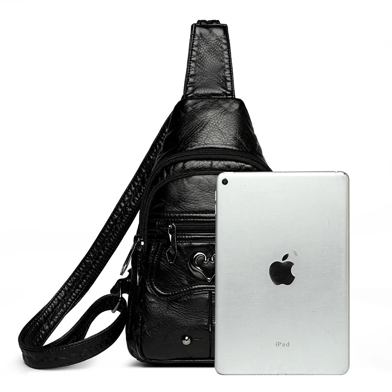 Fashionable PU Leather Women's Chest Bag for Outdoor Adventures
