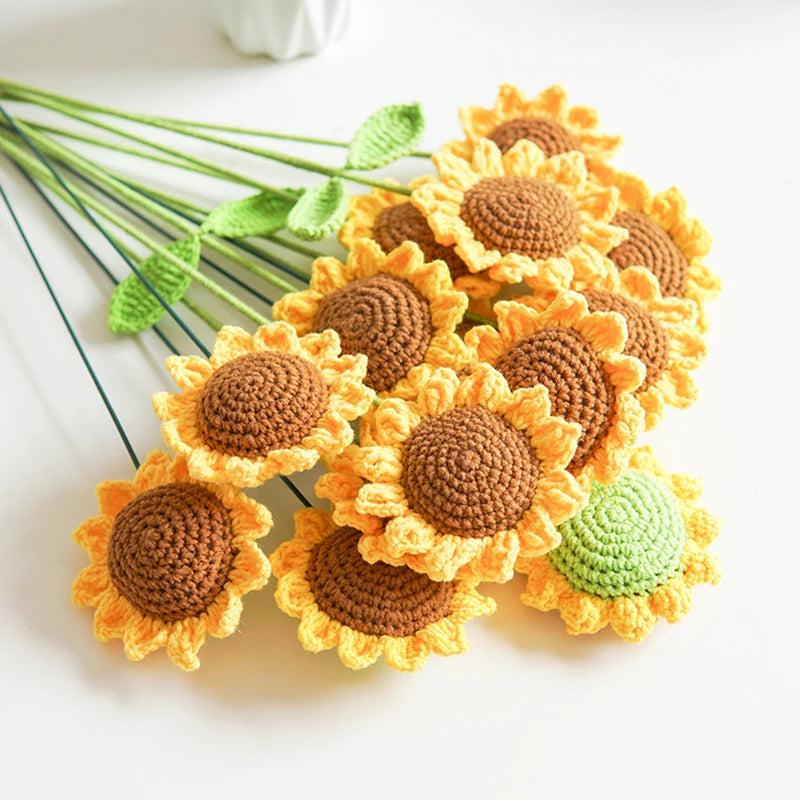 Hand-Knitted Artificial Sunflower | Perfect Gift & Home Decor