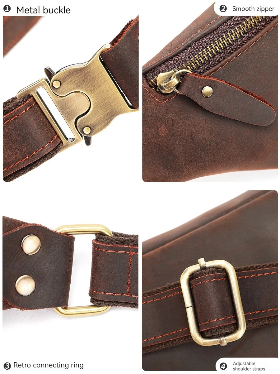 Men's RFID Anti-Theft Genuine Leather Sling Bag | Versatile Travel Pack