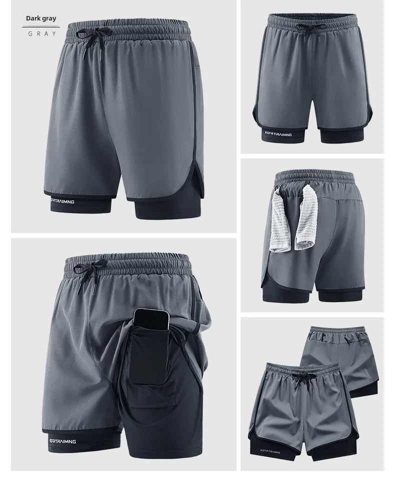 Men's 2-in-1 Camo Running Shorts | Quick Dry Gym Wear