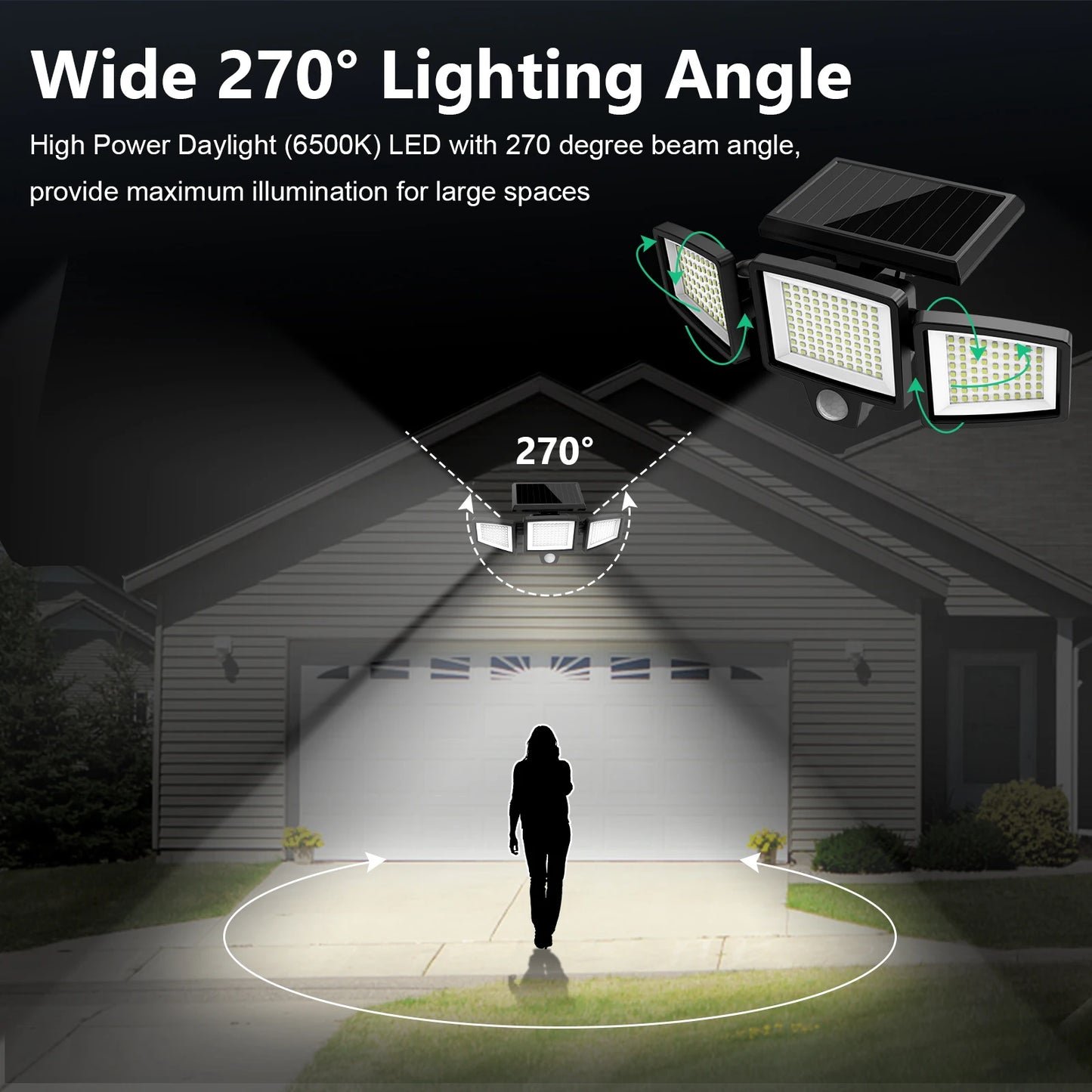 3-Head Solar Outdoor Light with Motion Sensor & Remote Control