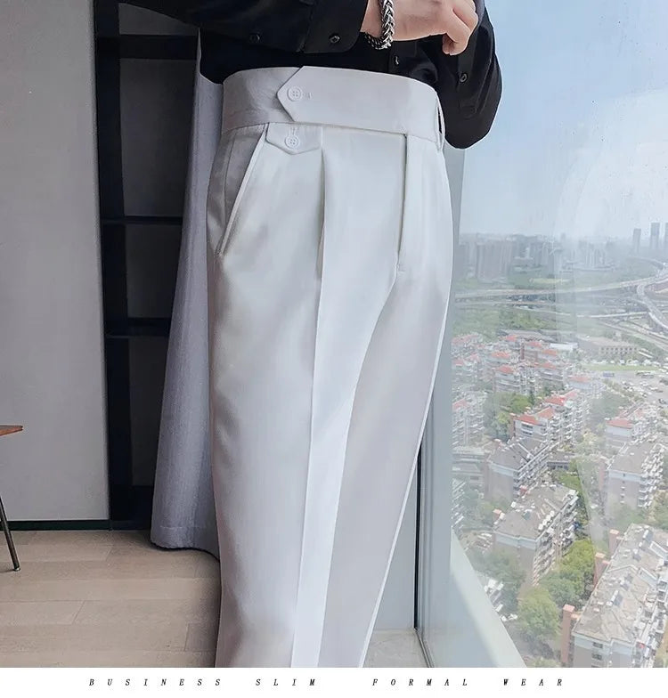 Men's High Waist Slim Fit Suit Pants | Smart Casual Fashion