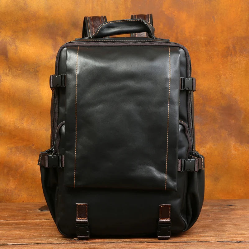 Retro Cowhide Backpack | Large Capacity Travel & Business Bag