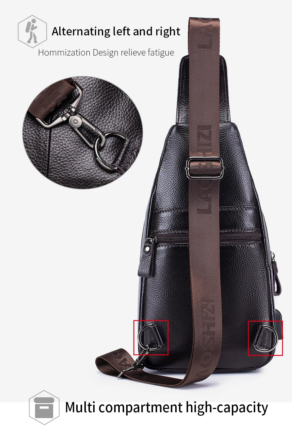 Men's Leather Crossbody Chest Bag | Multifunctional USB Bag