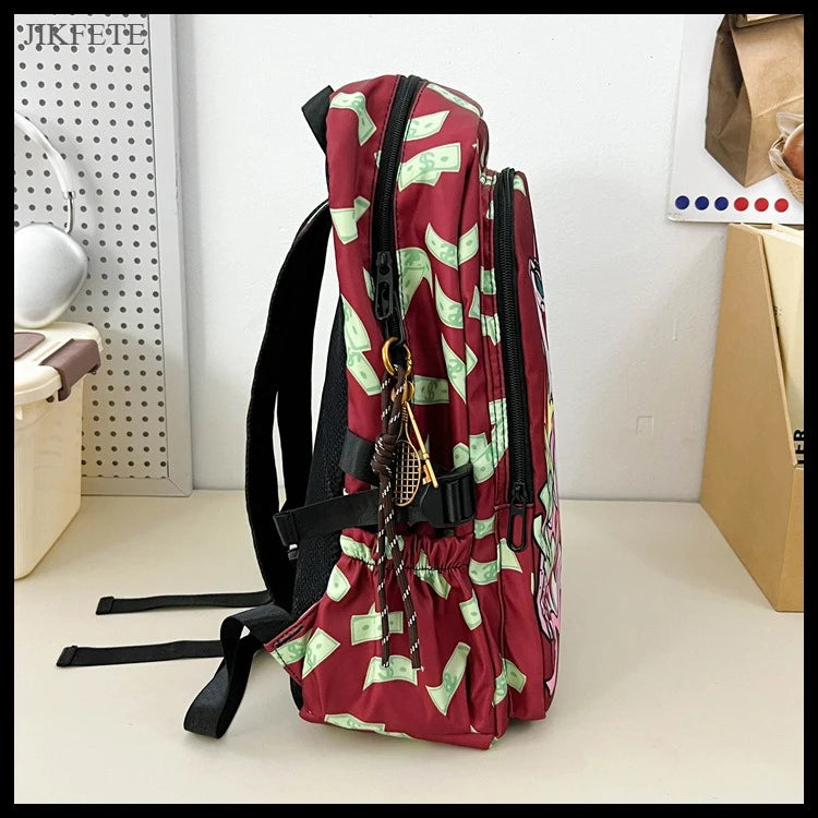 Stylish Shark Mouth Print Backpack | Versatile School & Travel Bag