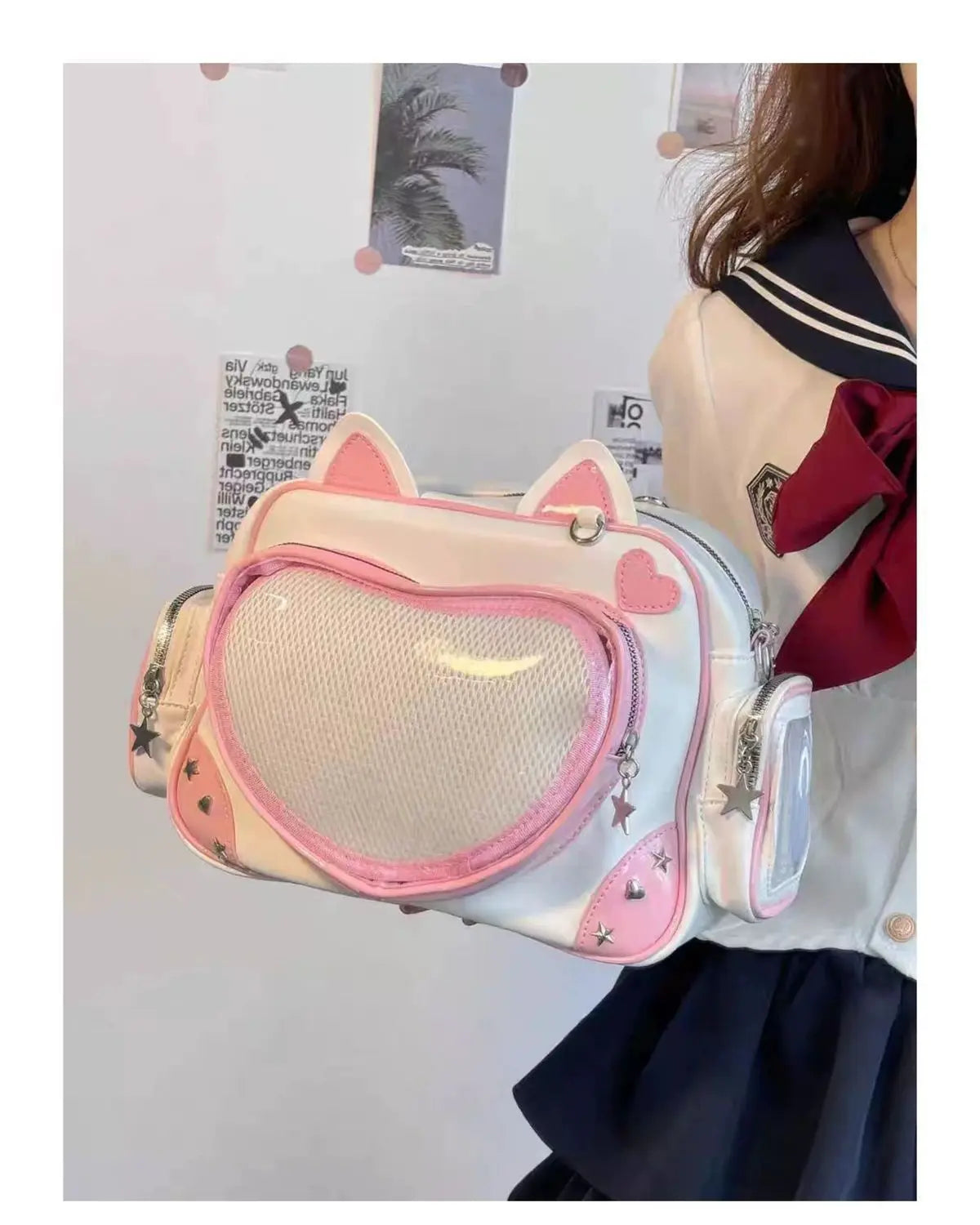Cute Cat Rivet Backpack for Women | Chic Y2K Aesthetic Style