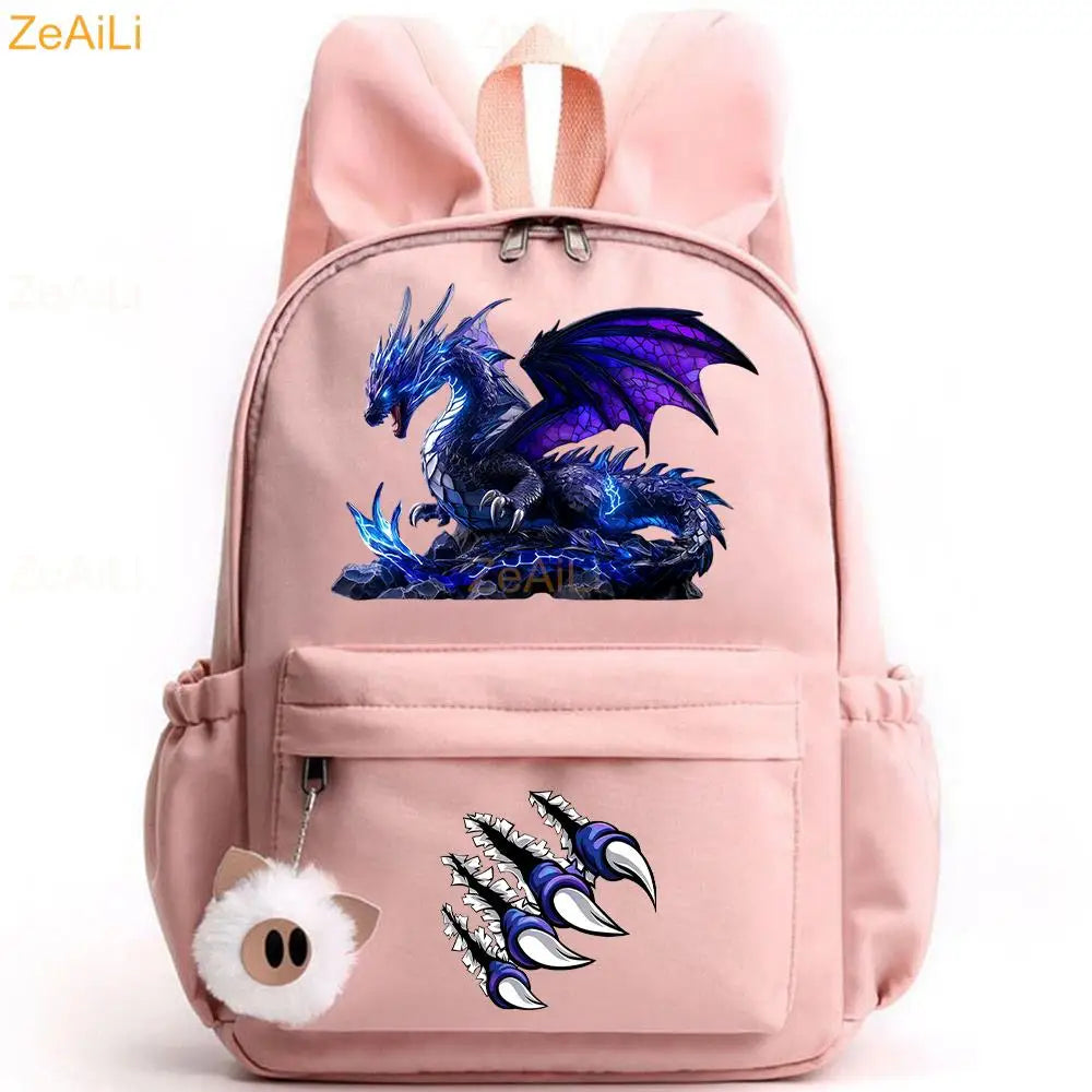 Retro Wolf Head Paw Backpack | Stylish Casual School Rucksack