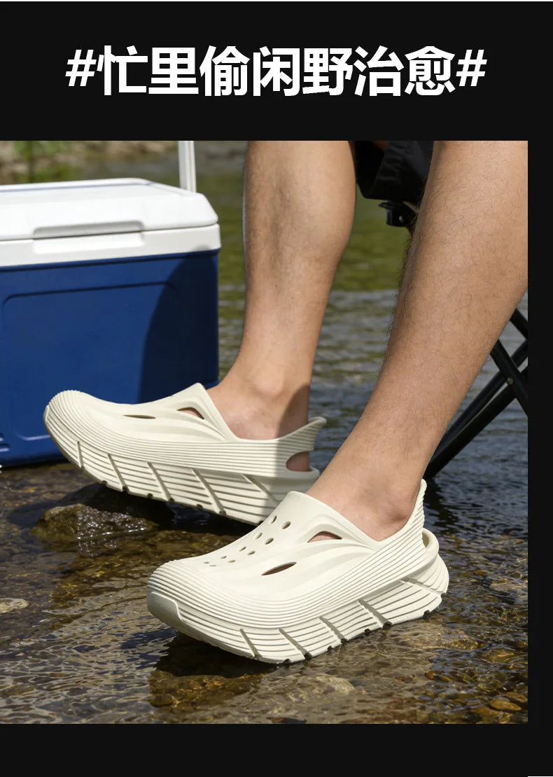 Anti slip hole shoes for men in summer 2026 new anti odor and anti poop feeling, outdoor sports EVA womens outdoor cool slippers