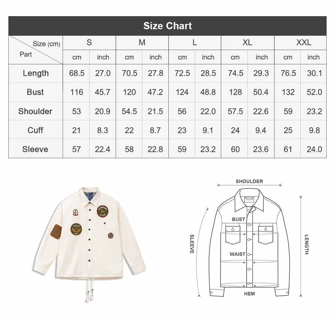 Men's Vintage Patch Embroidery Long Sleeved Shirt | Casual Style