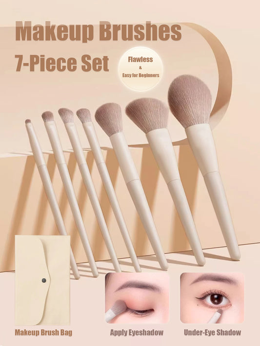 Set de 7 brochas de maquillaje | Herramientas esenciales para una belleza impecable