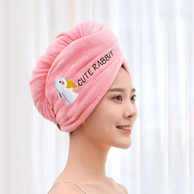 Soft Microfiber Dry Hair Towel | Quick-Dry Embroidered Shower Wrap