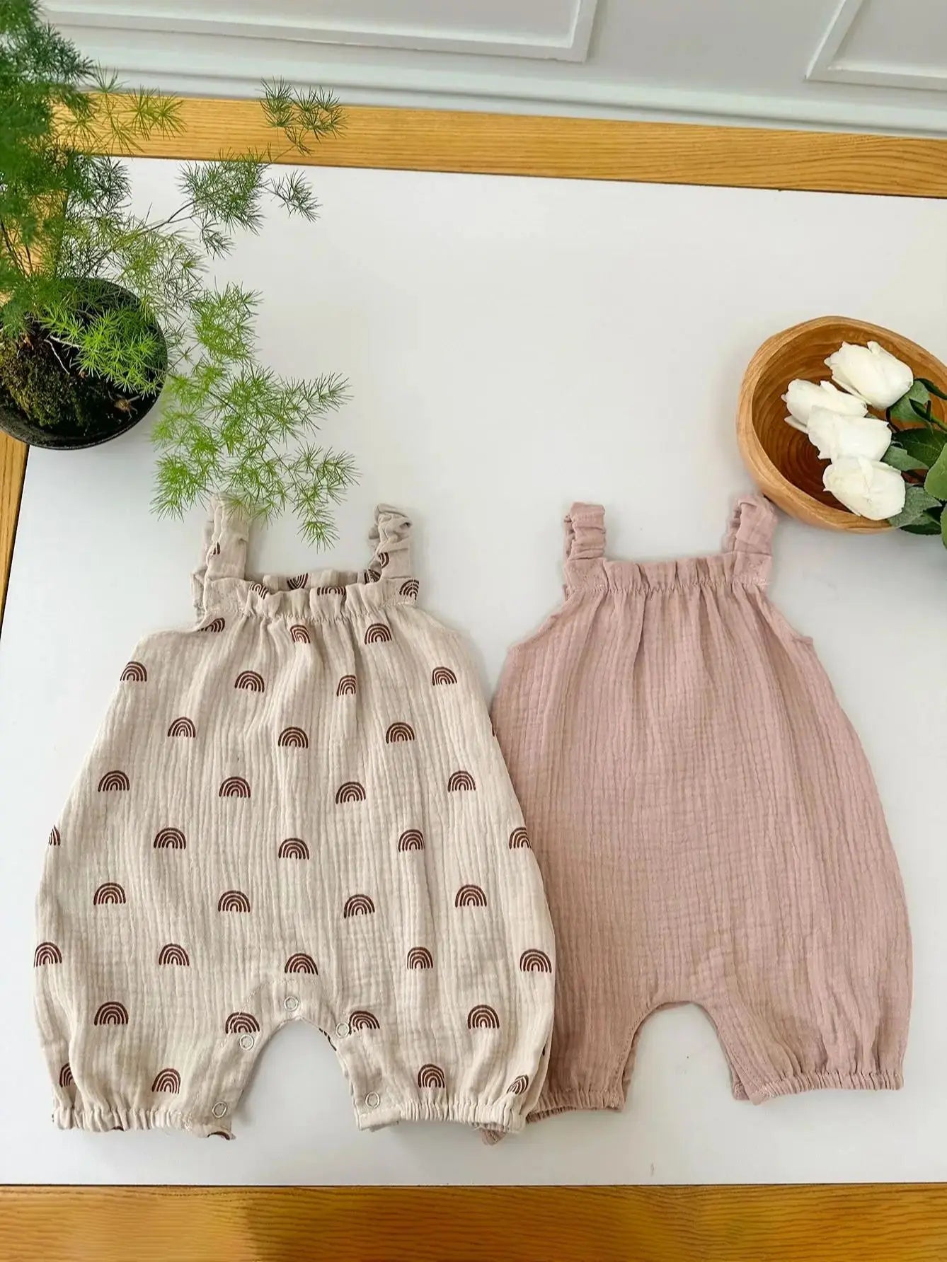 2pcs Baby Romper Suit | Colorful Rainbow Dandelion Summer Outfit