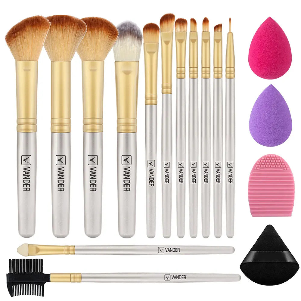 13 Piece Makeup Brushes & Sponges Set | Soft Synthetic Beauty Tools
