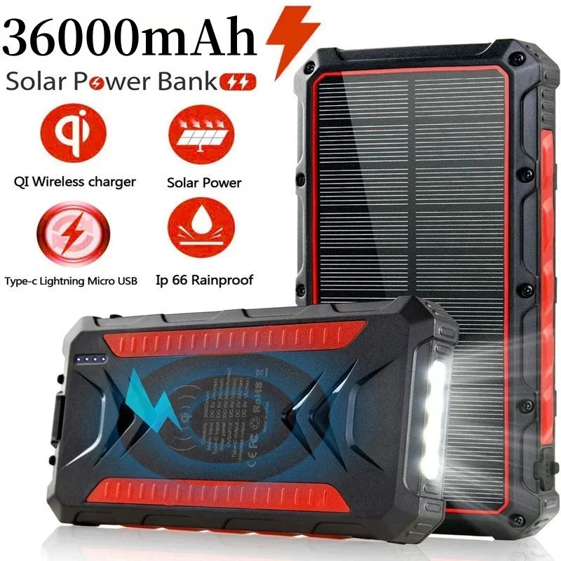 High-Capacity Solar Power Bank | Fast Charging & LED Lights