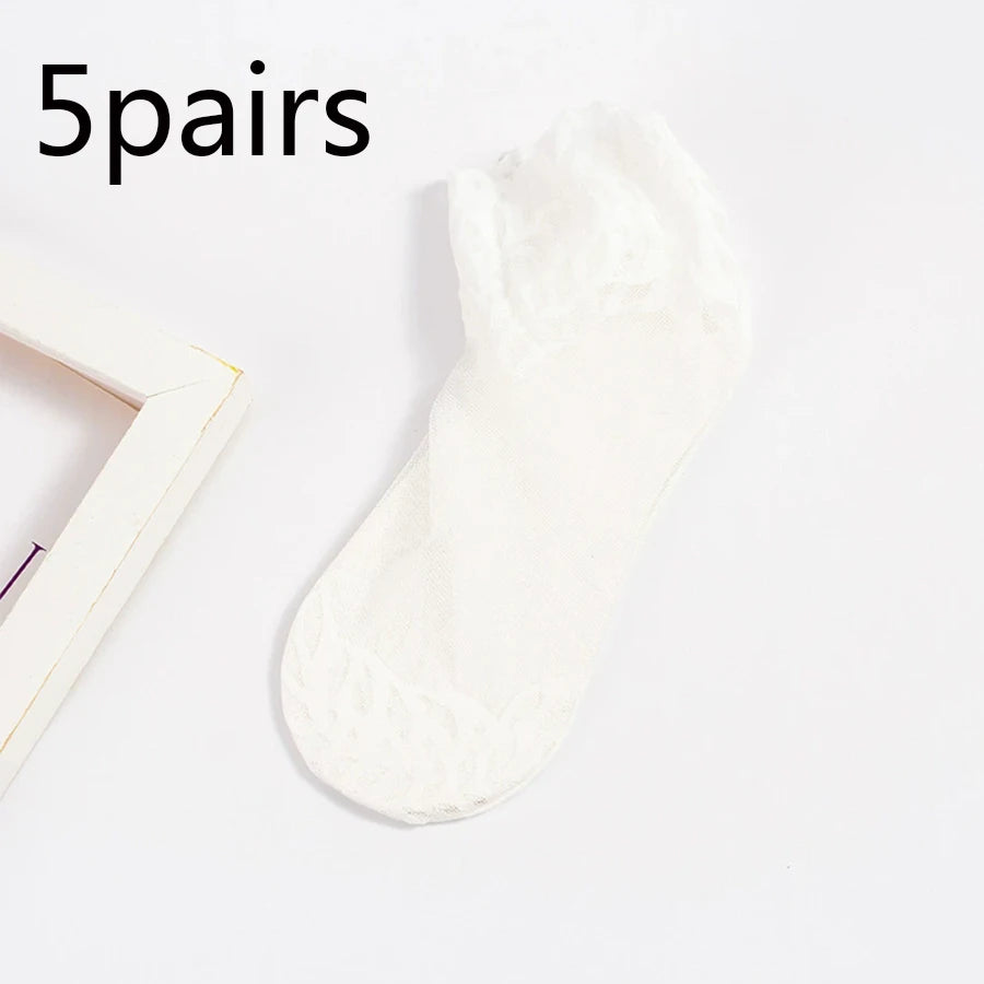Women's Breathable Mesh Lace Socks | Stylish Summer Short Stockings