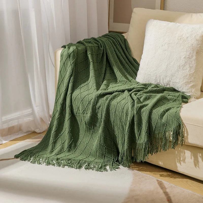 Manta Verde Extragrande y Acogedora | Cubrecama Suave de Punto