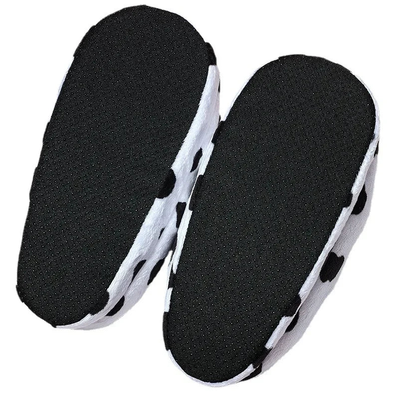 Cute Milk Cow Plush Slippers | Cozy Kawaii Indoor House Shoes