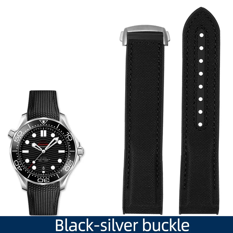 Versatile Nylon Rubber Watchband | Durable Comfort Strap