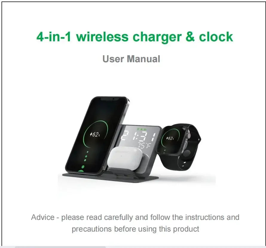 4-in-1 Wireless Charger Stand | Fast 30W Charging Solution