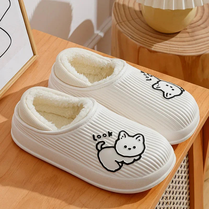 Unisex Waterproof Plush-Lined Slippers | Cozy Indoor Comfort Shoes