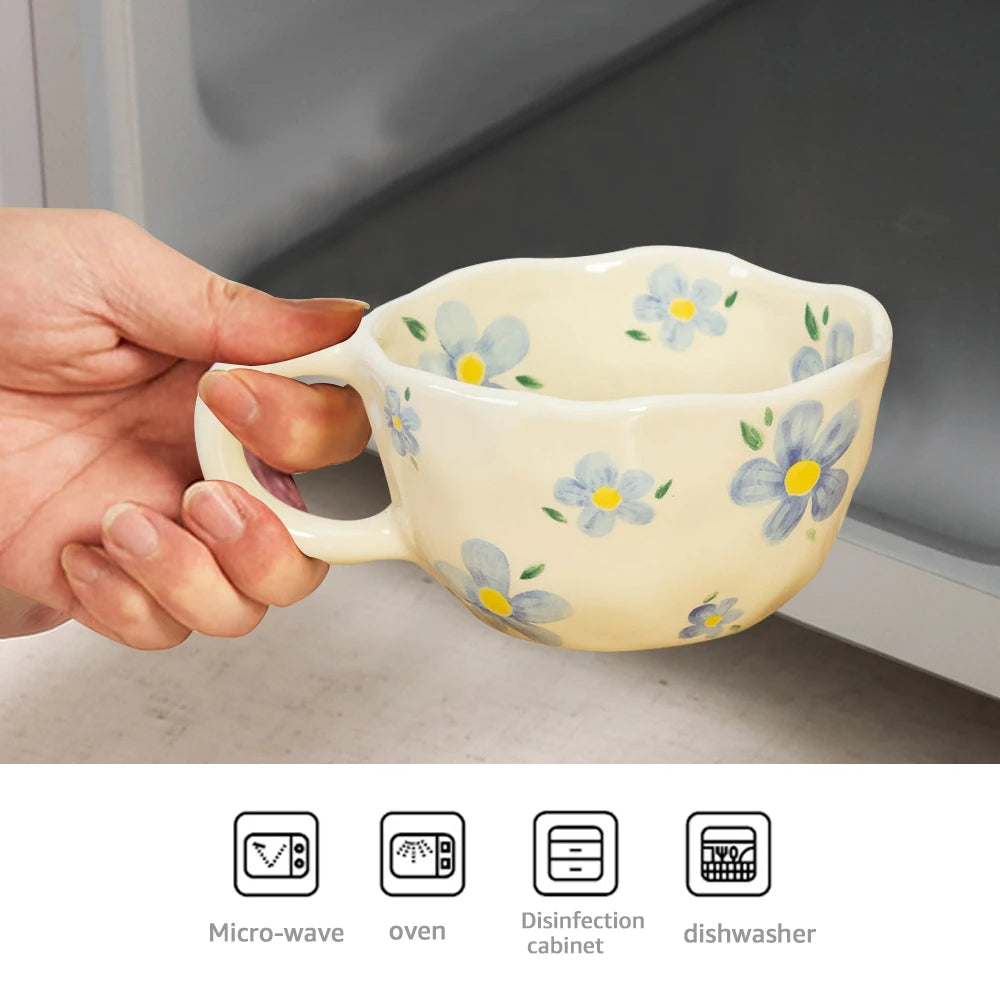 Handcrafted Ceramic Coffee Mug | Unique Irregular Flower Design