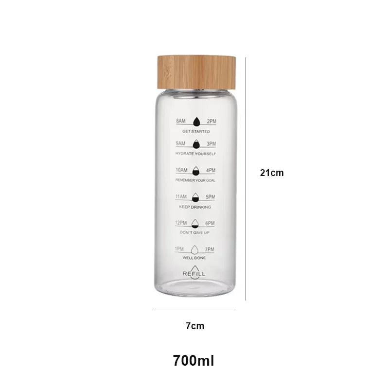 Large Capacity Glass Water Bottle with Time Marker | 1000ml