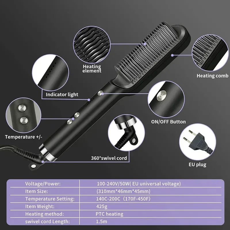 Adjustable Heat Hair Straightener Comb | Fast and Safe Styling