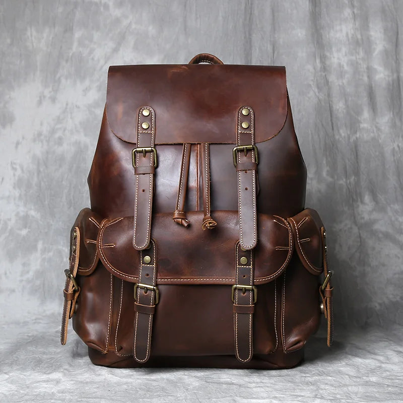 Retro Leather Men's Backpack | Spacious Travel & School Bag