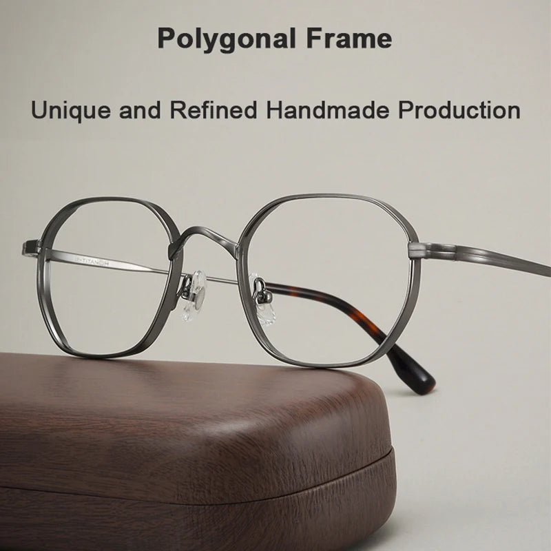 Luxury Retro Polygon Eyeglasses | Ultra-Light Pure Titanium Frames