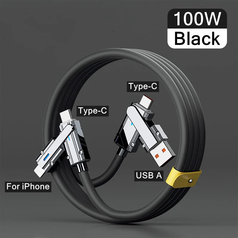 4 In 1 USB Fast Charging Cable | 100W Compatibility for All Devices