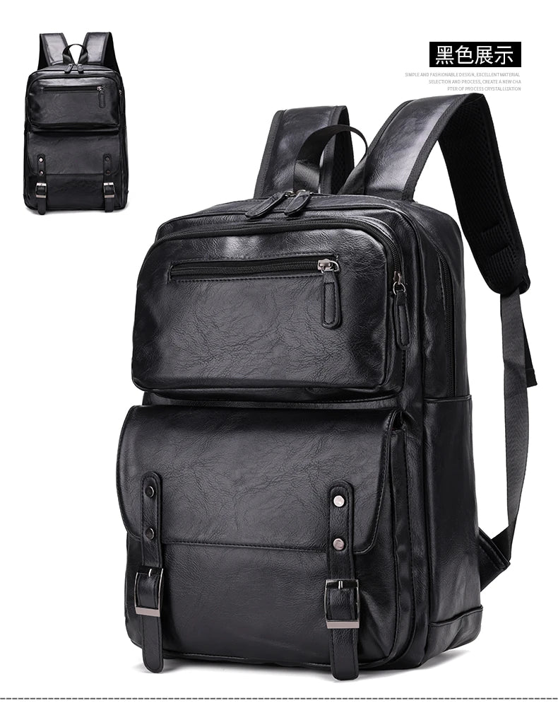 Men's Casual PU Leather Laptop Backpack | Stylish Travel Bags