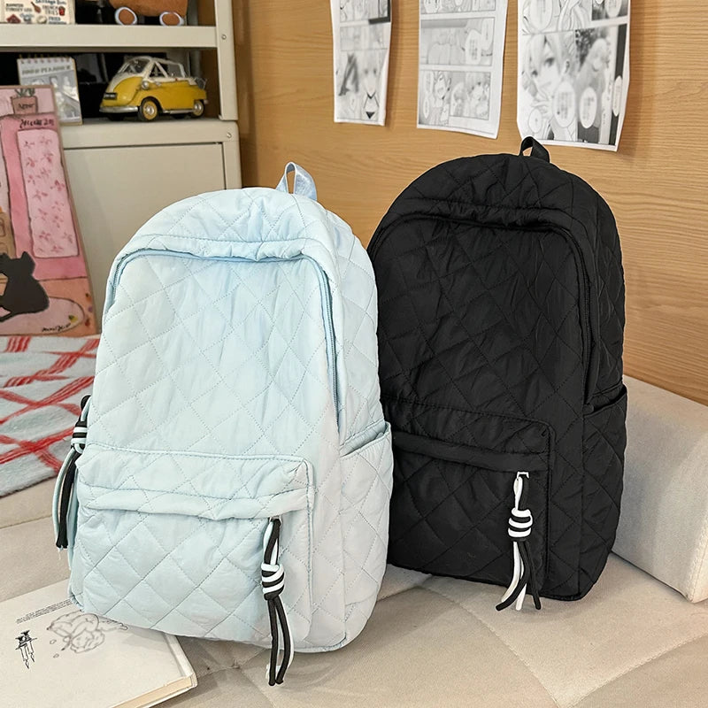 Cute Girls Quilted Backpack with Tassel Decor | Lightweight & Stylish