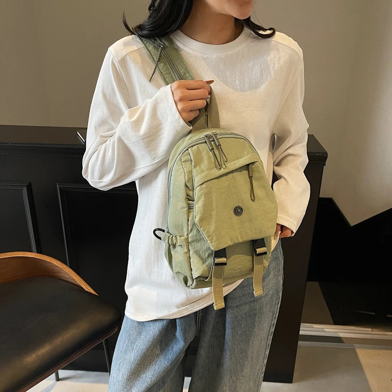 Versatile Solid Color Unisex Small Backpack | Large Capacity Design