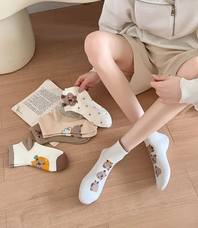 Breathable Cartoon Bear & Capybara Socks | Fun Summer Comfort