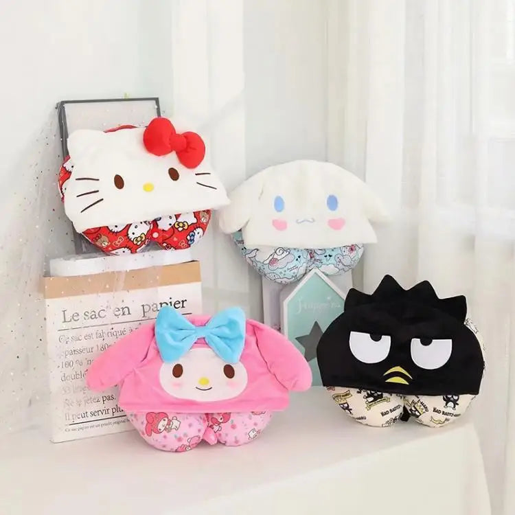 Kawaii Kitty Style Hooded U-Shaped Neck Pillow | Travel Nap Pillow