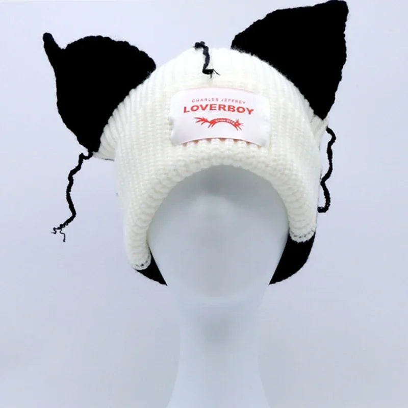 Unisex Long Fox Ears Knitted Beanie | Y2K Bunny Rabbit Hat