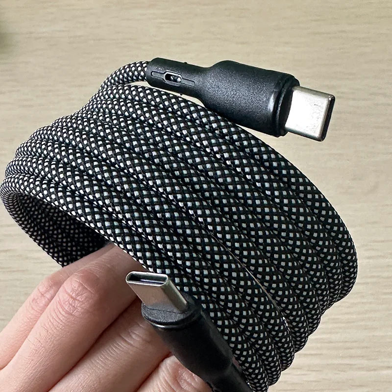 Magnetic Braided USB Type-C Car Charging Cable - 6A Data Transfer