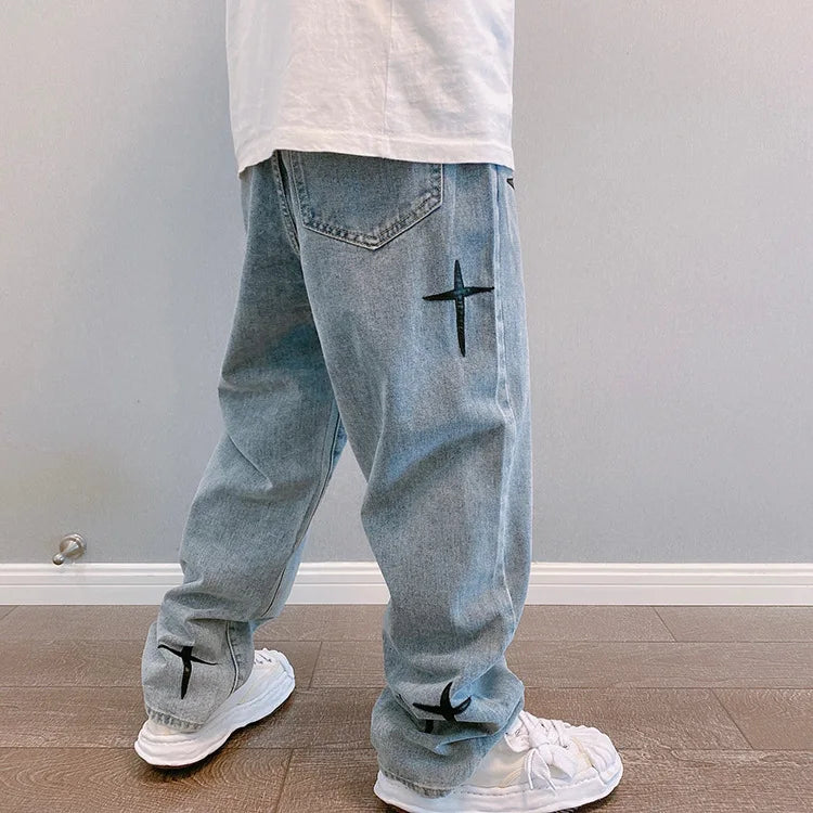 Men's Casual Wide Leg Jeans | Trendy Streetwear Denim Pants