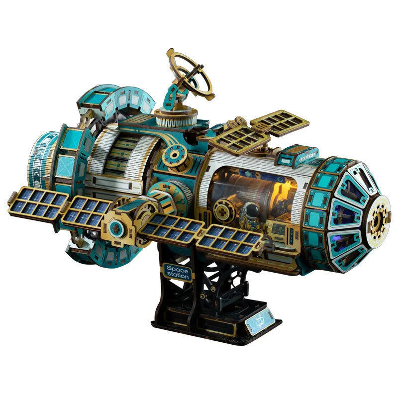 Estación Celestigon Steampunk: Kit de Puzzle de Casa de Muñecas de Madera | Diversión DIY