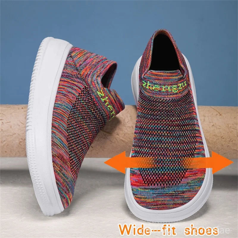 Unisex Wide Foot Sports Shoes | Breathable Slip-On Walking Sneakers