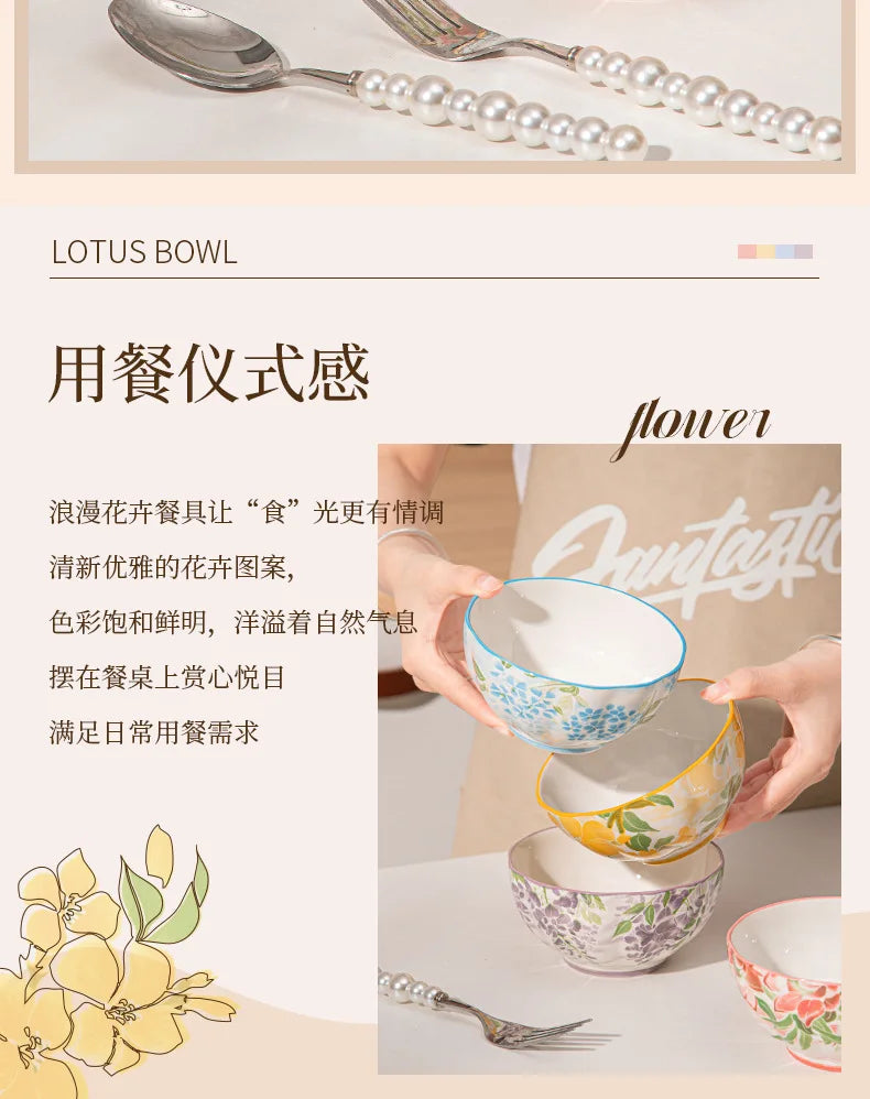 Elegante bol de cerámica estilo japonés para arroz | Vajilla perfecta para el hogar