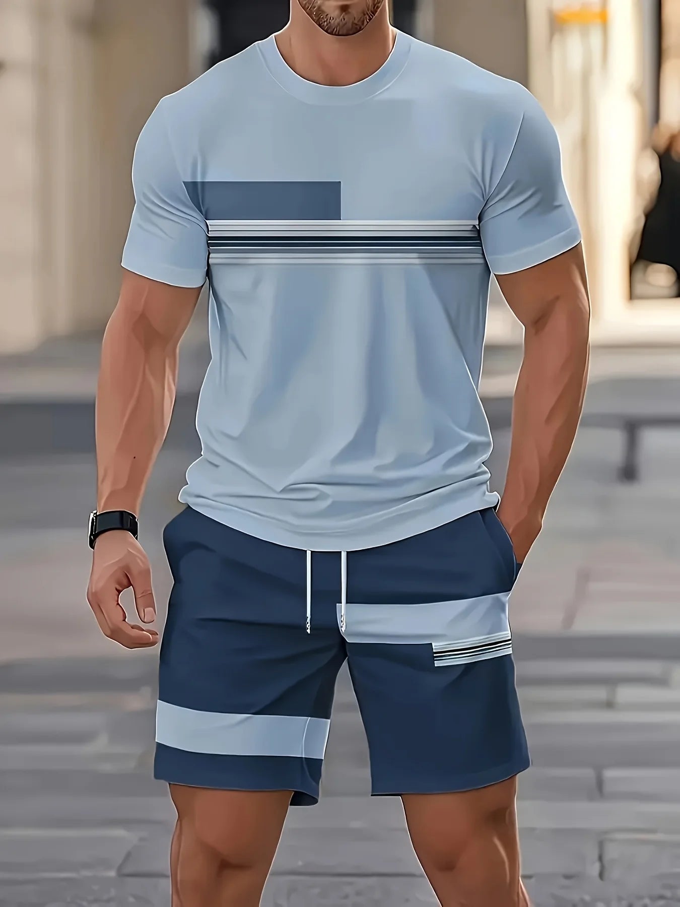 Men's Short-Sleeved Suit | Casual 3D Printed Summer Streetwear