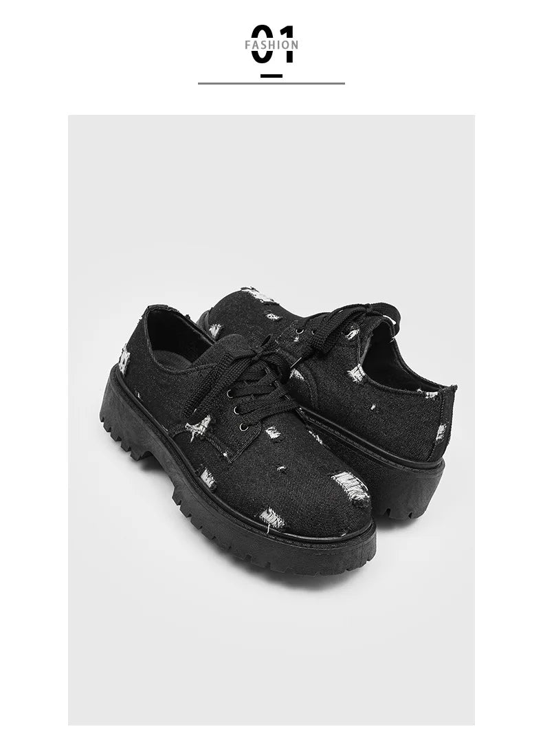 Comfortable Denim Low Top Boots with Thick Sole | Trendy Sneakers