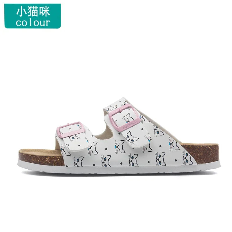 Men's Buckle Flat Bottom Cork Slippers | Comfortable Summer Sandals