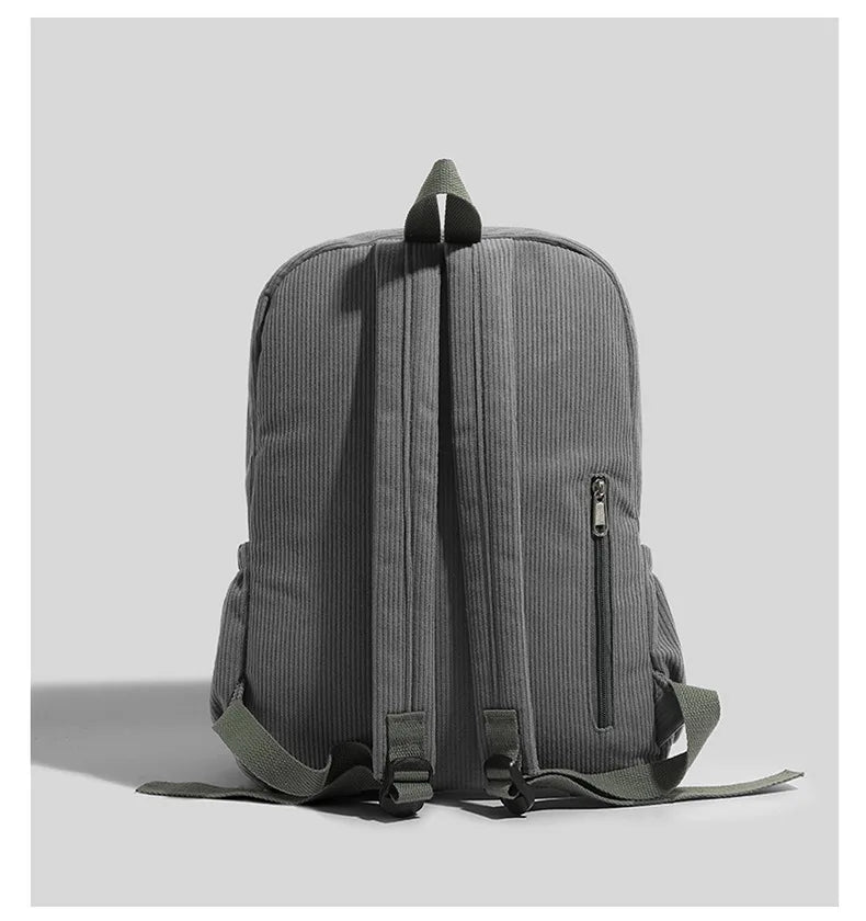 Stylish Neutral Corduroy Backpack | Versatile Large Capacity Daypack