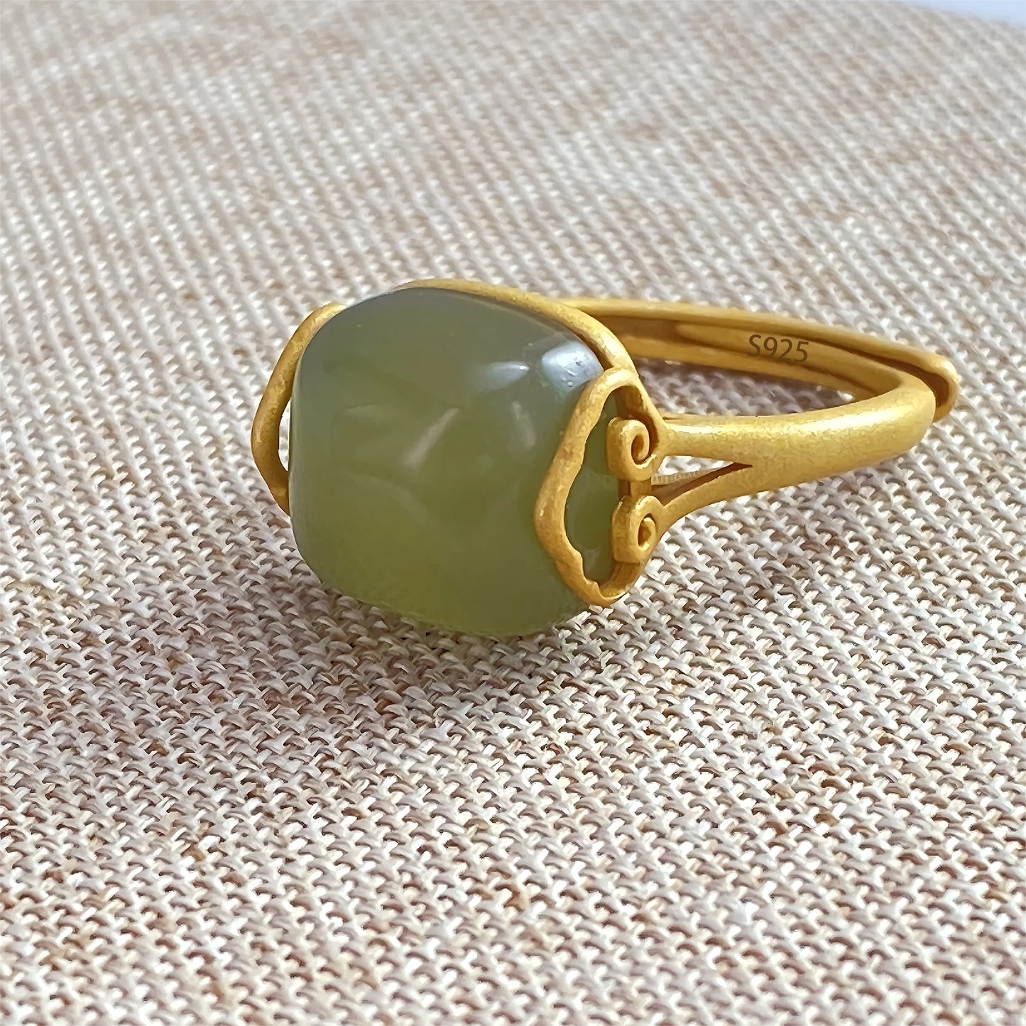 Adjustable Geometric Jade Ring for Women | Vintage Jewelry Gift