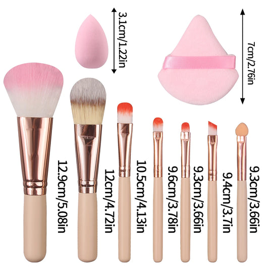 Set de 10 brochas de maquillaje versátiles con esponja y borla | Esenciales de belleza