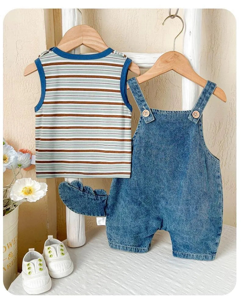 Adorable conjunto de pelele de mezclilla para bebé | Atuendo de verano perfecto para bebés