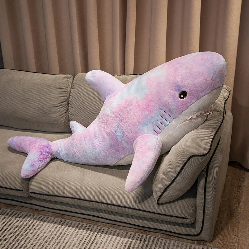 Giant Cute Colorful Shark Plush Toy | Soft Animal Pillow Cushion