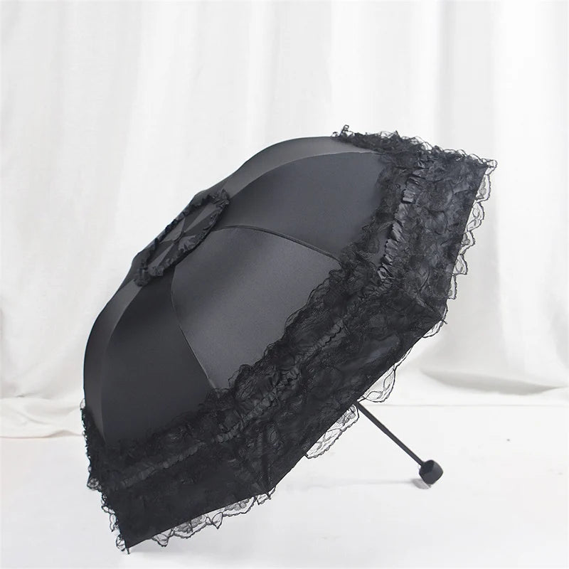 Vintage Lace Parasol | Foldable Gothic Umbrella for Sun Protection